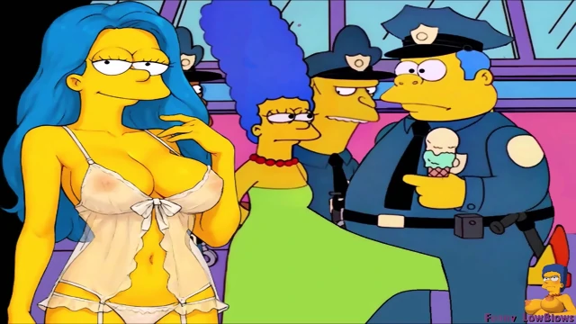 Marge Simpson BALLBUSTING COP chief wiggum hard kick in the balls
