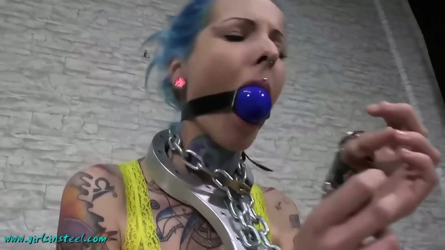 Bluehaired Girl Chained  Kinky4Ever