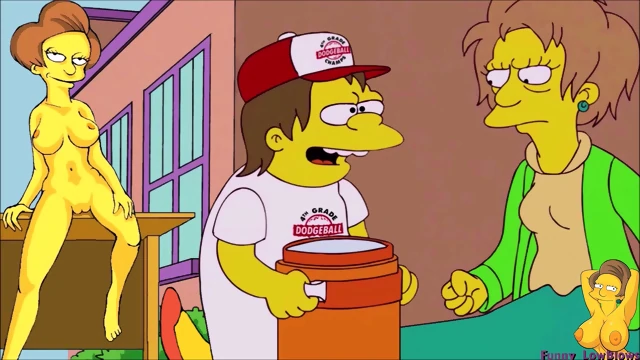 sexy milf EDNA teacher BALLBUSTING boy, Simpsons nutshot