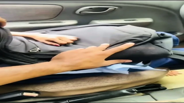 Pressing girlfriend boobs on public