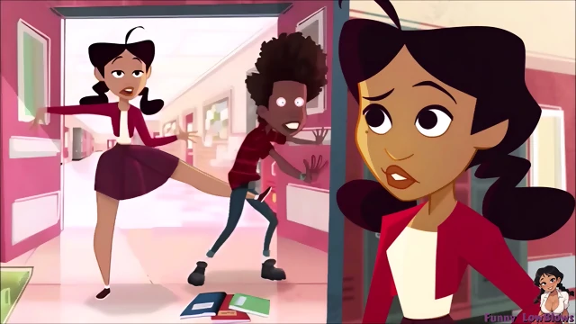 sexy ebony teen PENNY BALLBUSTING anime kick in the balls, proud family