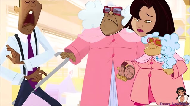 proud family GRANNY BALLBUSTING walking stick hit in the balls anime nutshot