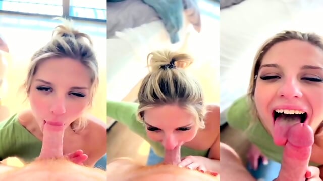 cheerleader kait pov blowjob cum swallow video