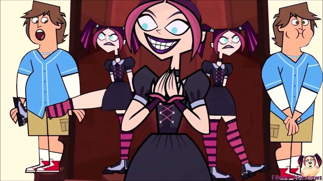 Total Drama SCARY GIRL BALLBUSTING anime kick in the nuts LAUREN purple hair nutshot