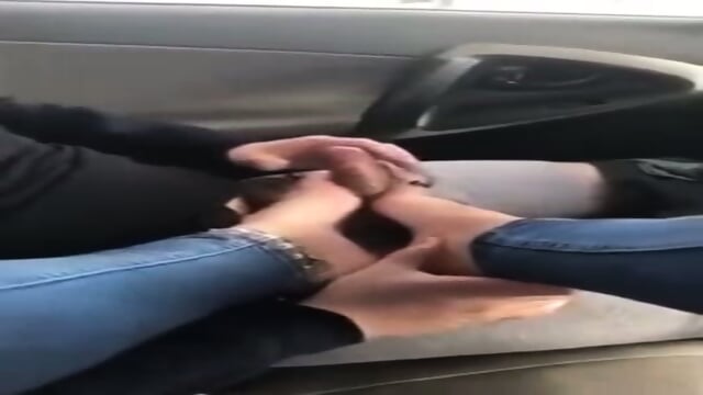 Using My Sexy Amateur Feet On My Boyfriends Tiny Dick In The Car  Kinky4Ever