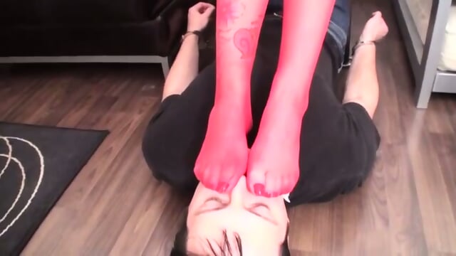 Red Stockings Foot Smelling Domination  Kinky4Ever