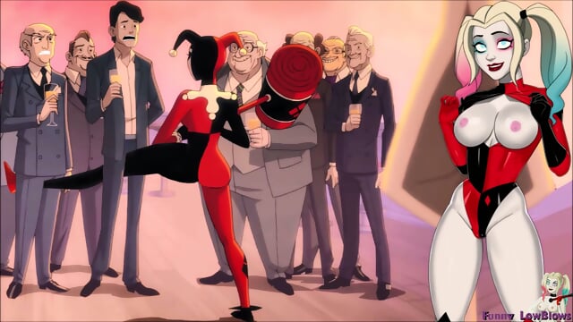 ballusting HARLEY QUINN & JOKER double nutshot cartoon kick in the balls anime