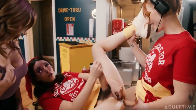 Siri Dahl Casey Calvert Electra Rayne Lesbian Threesome In the Restaurant Kitchen With Dildos
