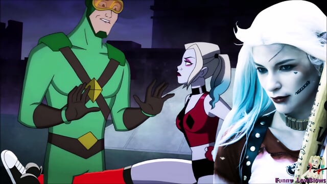 balluster HARLEY QUINN & Kite Man nutshot cartoon kick in the balls anime