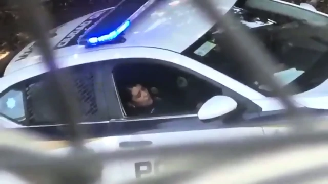 Female Officer Cumming in sqaud car