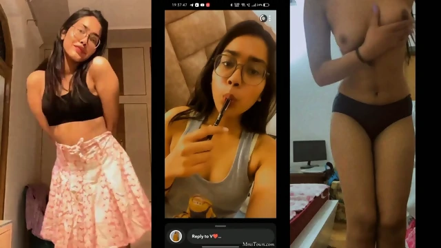 Indian Desi Nerdy Glasses Girl Showing For Boyfriend