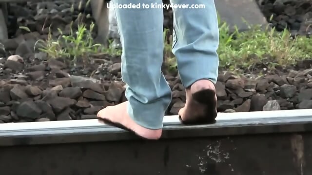 Very Dirty Feet Walking On Railing  Kinky4Ever