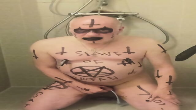 Satan slave takes perverted milk enema session