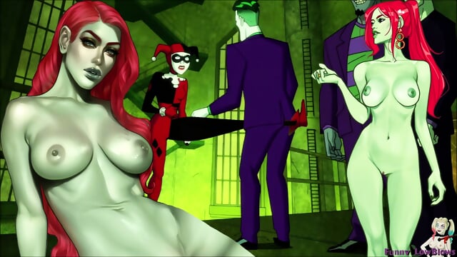 HARLEY QUINN Ballbusting JOKER In Old Costume, Poison Ivy TV Serie Nutshot