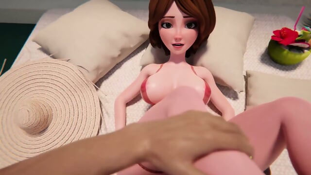 Animated horny Aunty wants anal creampie - Passionate mature lady relishes poolside summer romp, taking multiple climaxes in hentai Pure-Taboo fantasy tale