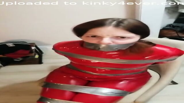 Gorgeous Red Pvc Catsuit Beauty Duct Taped Nicely  Kinky4Ever