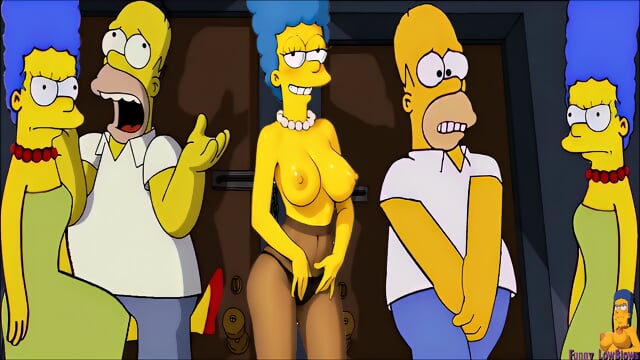 ballbusting MARGE SIMPSON hard kick in the balls to poor Homer