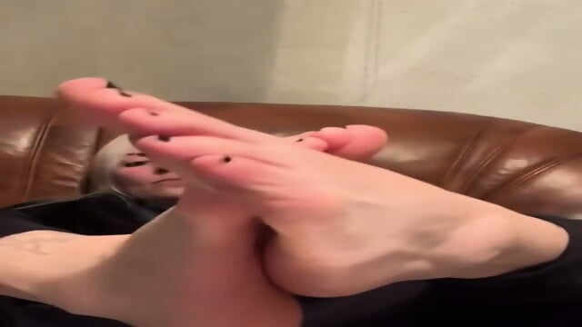 Playful Blonde Milf Bares Her Sensitive Feet And Black Toe Nails  Kinky4Ever