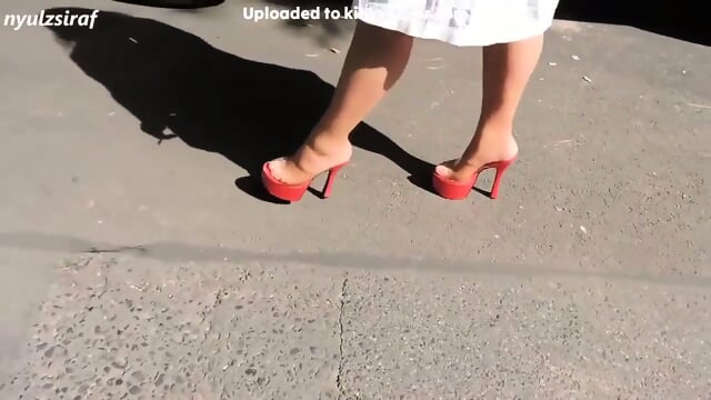 Russian Milf Walking In Red Platforms Heels  Kinky4Ever