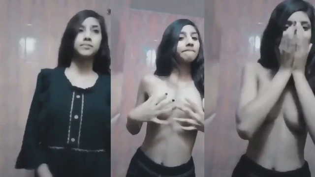 DESI CUTE SHY TEEN GIRL STRIP HER CLOTHS SMALL CURVY BOOBS SQUEEZING NIPPLES SELF-RECORD TG - @BuyPremium69