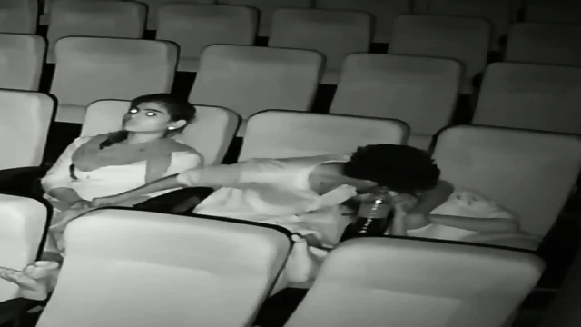 Threesome romance in theatre caught in night vision