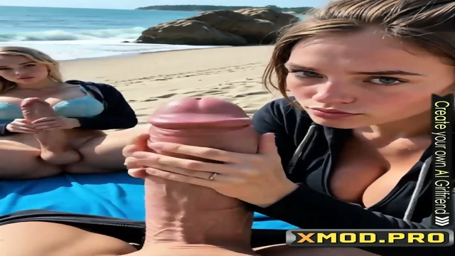 Ai Futa trio at the beach indulge in self-play, oral, and facial in hot generated animated pov oral porn