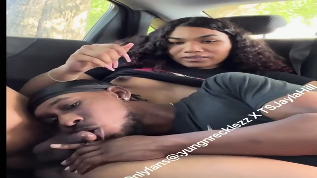 Cute Ebony TS Teen Jayla Hill Gets Her Dick Sucked