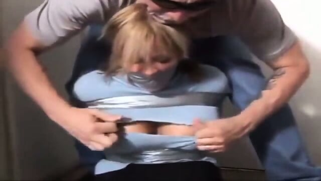 Busty Milf Ducttaped In Her Powder Room  Kinky4Ever