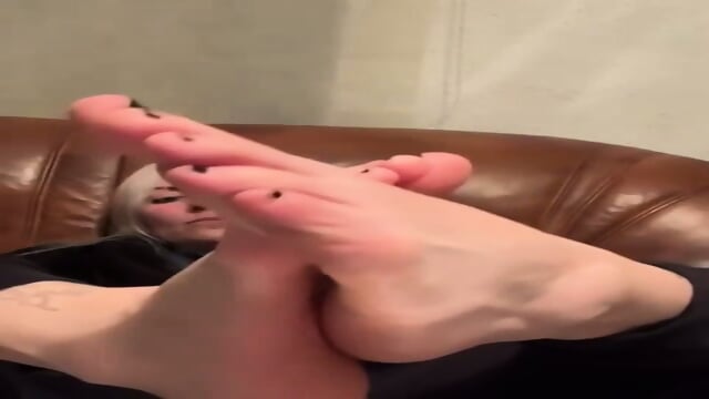 Playful Blonde Milf Bares Her Sensitive Feet And Black Toe Nails  Kinky4Ever