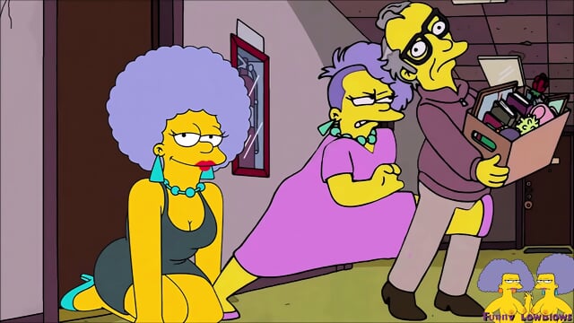 Patty & Selma BALLBUSTING kick in the nuts from behind, the simpsons