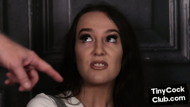 Nasty slut riding BBC in front tiny cock