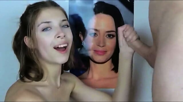 Sweet chick adores to suck a hard cock on her knees