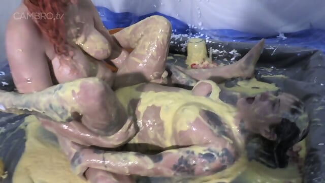 Lesbo Slime - Wet Strap-On Girls Gunked 1080p