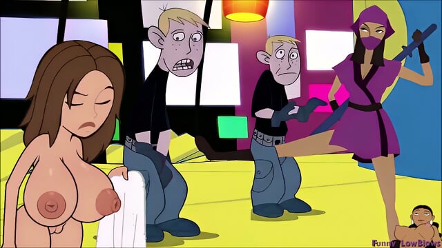 Kim Possible NINJA BALLBUSTING kick in the balls to nerd boy