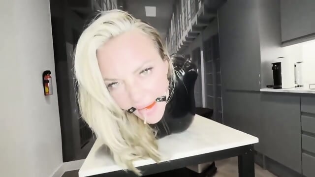 Rubber latex Cat Burglar gets super tight wrap gag and hogtied punishment  K4E