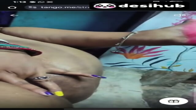 Desi Aunty Strips Live on Tango Uses Vibrator on Her Pussy and Cums Hard