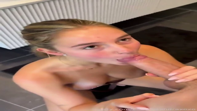Hot blonde getting fucked in hotel bathroom