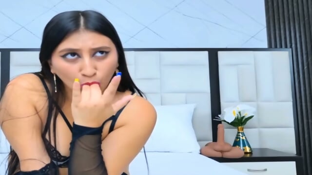 Obedient colombian sub slaps her pussy and her face very hard