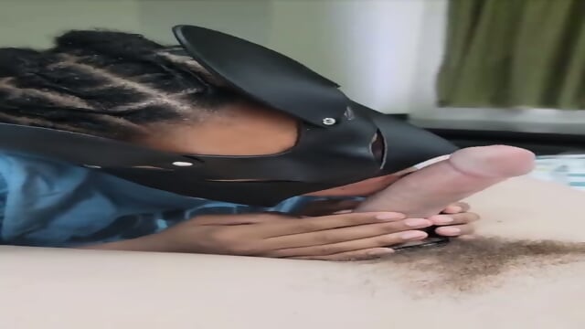 Ebony slut loves pleasing thick white cock