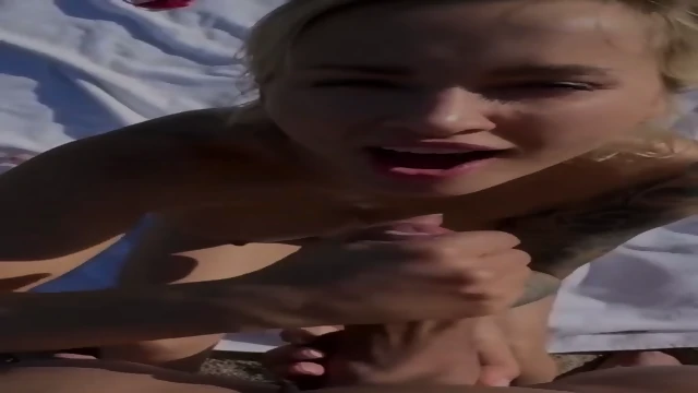 Blonde German Hottie With Big Tits Sucks Dick On A Public Beach