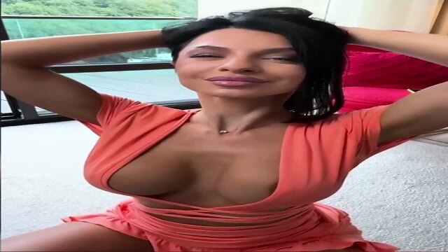ANISIYA TEASING IN A MAMEY DRESS - GORGEOUS BRUNETTE WITH AMAZING BIG FAKE TITS AND A BIG PERFECT ASS - Anisyia head