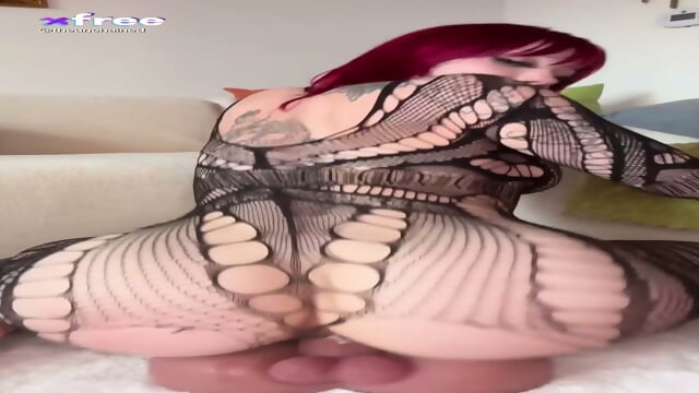 DRE4M KR&ME  Tattooed Redhead with a MassivE DILDO