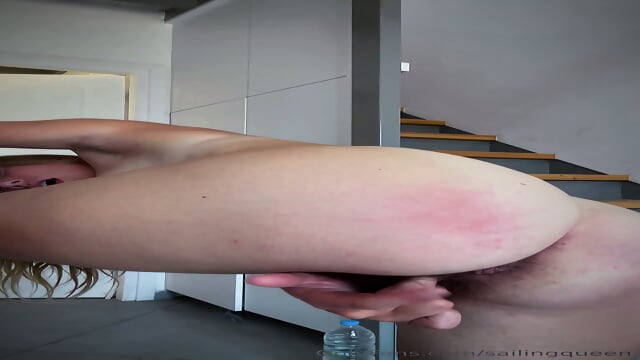 bent over fingering my hairy pussy