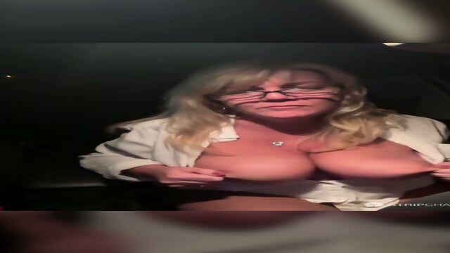Horny granny in car