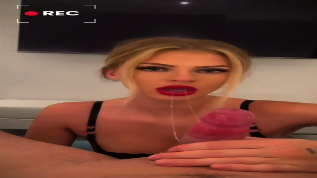 Blonde Slut Gives Hot Blowjob