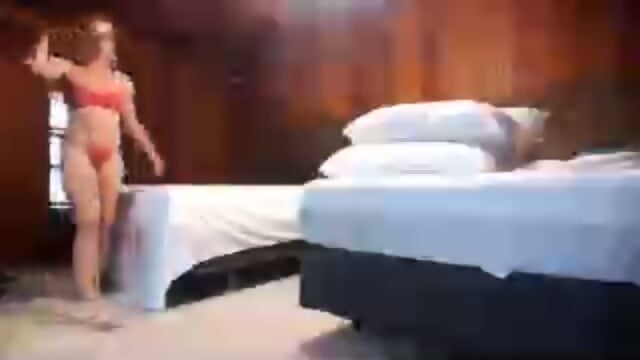 Teen cheerleader's pom poms bouncing as she takes BBC from behind