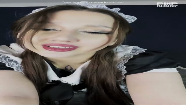 Maid Elle Lin Polishes Her Dildo With Her Mouth