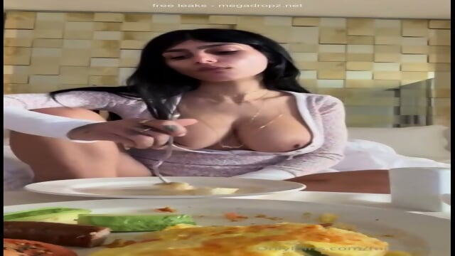 Mia Khalifa Eats Breakfast With Her Tits Out