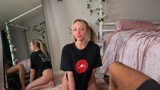 Skinny Teen's Flat Chest Bouncing Violently During Rough Hallway Doggy