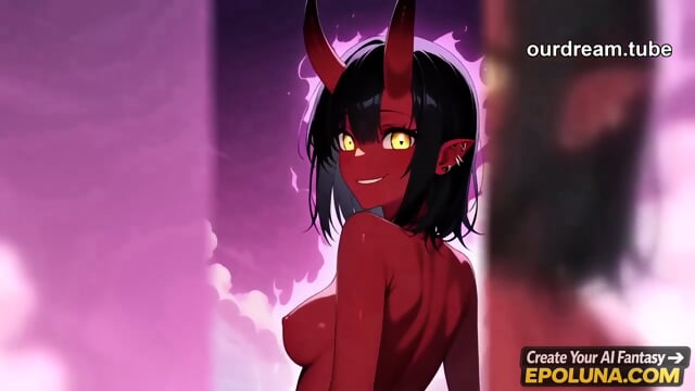 Red Skin Demon Girl goes all the way  ai generated